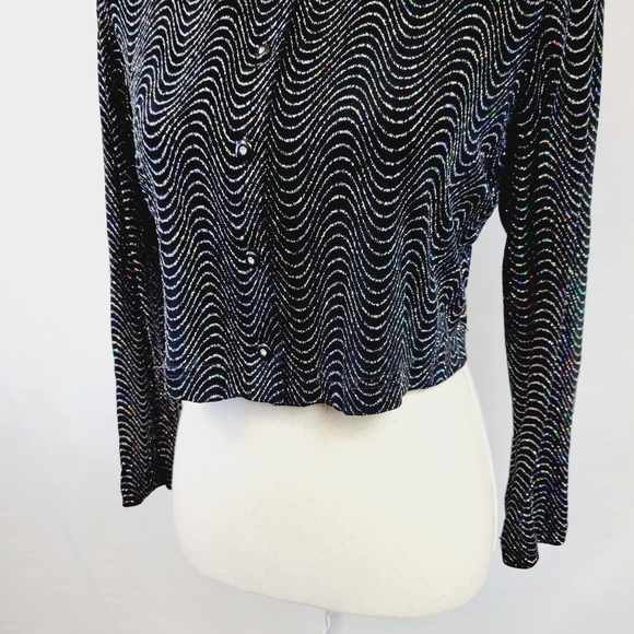 Vintage Black Shimmer Crop Cardigan - Picture 4 of 8
